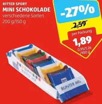 Hofer Ritter Sport Mini Schokolade 200 g/ 150 g Angebot