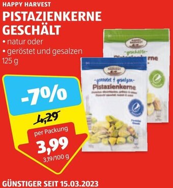 Hofer Happy Harvest Pistazienkerne Geschält 125 g Angebot