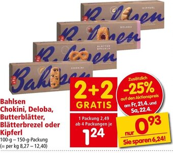 Interspar Bahlsen Chokini, Deloba, Butterblätter, Blätterbrezel oder Kipferl 100-150 g Angebot