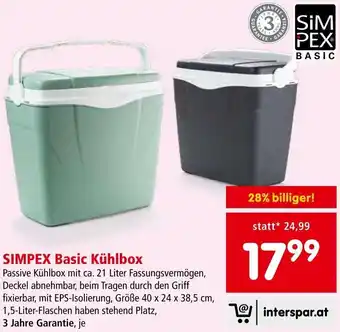 Interspar Simpex Basic Kühlbox 1,5 Liter Angebot
