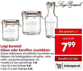Interspar Luigi Bormioli Gläser oder Karaffen Lock&Eat Angebot