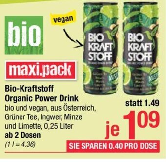 Maximarkt Bio-Kraftstoff Organic Power Drink 0,25 Liter Angebot