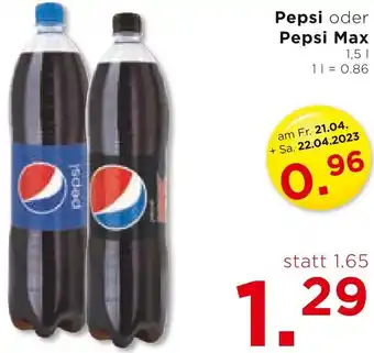 Unimarkt Pepsi oder Pepsi Max 1,5l 1l=0.86 Angebot