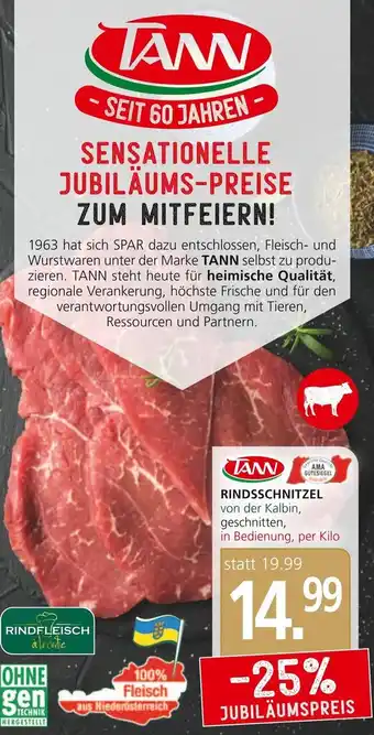 SPAR Gourmet Tann Rindsschnitzel per kilo Angebot