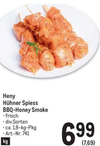 Metro Heny Hühner Spiess BBQ-Honey Smoke Angebot