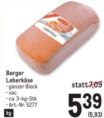 Metro Berger Leberkäse Angebot