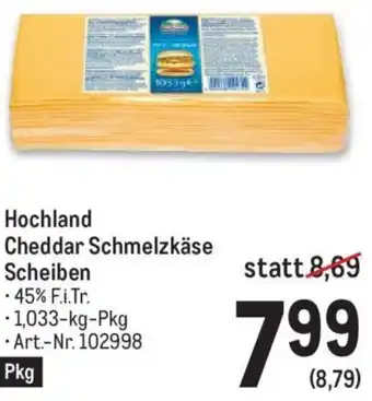 Metro Hochland Cheddar Schmelzkäse Scheiben 1,033 kg Angebot