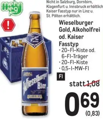 Metro Wieselburger Gold, Alkoholfrei od. Kaiser Fasstyp 0,5-l Angebot