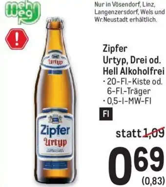 Metro Zipfer Urtyp, Drei od. Hell Alkoholfrei 0,5 l Angebot