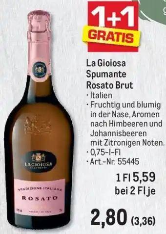 Metro La Gioiosa Spumante Rosato Brut 0,75 L Angebot