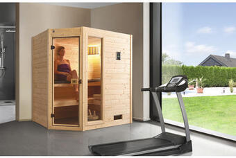 Hornbach Massivholzsauna weka valida eck gtf gr.1 inkl. 5,4 kw ofen u.digitaler steuerung mit fenster und ganzglastüre aus klarglas Angebot