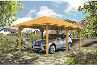 Hornbach Einzelcarport skan holz taunus mit pfostenankern 374x656 cm eiche hell Angebot