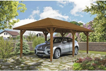 Hornbach Einzelcarport skan holz taunus mit pfostenankern 374x656 cm nussbaum Angebot