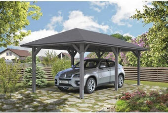 Hornbach Einzelcarport skan holz taunus mit pfostenankern 374x656 cm schiefergrau Angebot