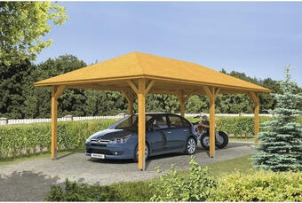 Hornbach Einzelcarport skan holz taunus mit pfostenankern 439x786 cm eiche hell Angebot