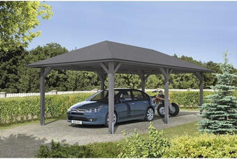 Hornbach Einzelcarport skan holz taunus mit pfostenankern 439x786 cm schiefergrau Angebot