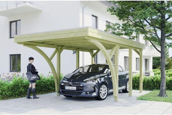 Hornbach Einzelcarport skan holz friesland mit 2 einfahrtsbögen und pfostenankern 314x555 cm imprägniert Angebot