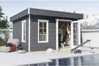 Hornbach Gartenhaus skan holz breda mit fußboden 420x360 cm schiefergrau Angebot