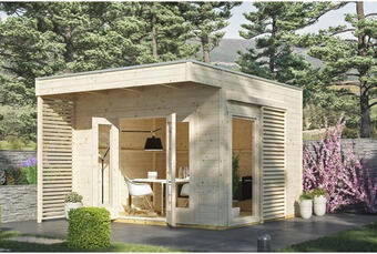 Hornbach Gartenhaus skan holz tokio 2 einschalig mit fußboden und ksk-m dachbahn 340x440 cm natur Angebot