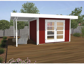 Hornbach Gartenhaus weka designhaus 126 a gr.2 mit fußboden und seitlicher überdachung 442 x 240 cm schwedischrot Angebot