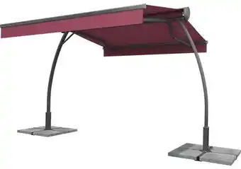 Hornbach Standmarkise biella 3,95x3 stoff uni bordeaux gestell ral 7022 umbragrau inkl. motor und led beleuchtung Angebot