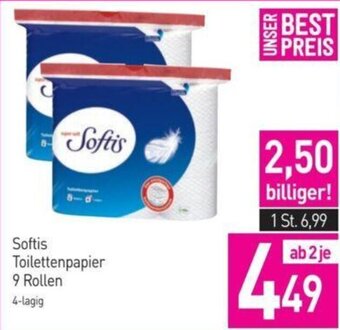Sutterlüty Softis Toilettenpapier 9 Rollen 4-lagig Angebot