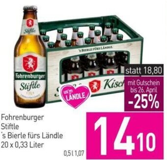 Sutterlüty Fohrenburger Stiftle 's Bierle fürs Ländle 20 x 0,33 Liter Angebot