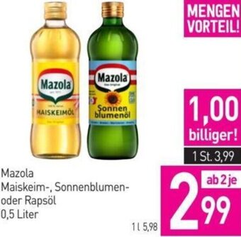 Sutterlüty Mazola Maiskeim-, Sonnenblumen-oder Rapsöl 0,5 Liter Angebot