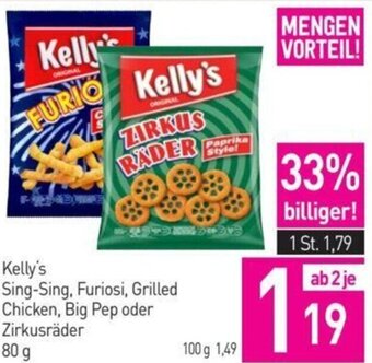 Sutterlüty Kelly's Sing-Sing, Furiosi, Grilled Chicken, Big Pep oder Zirkusräder 80 g Angebot