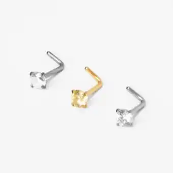 Claire's Mixed metal 20g crystal nose studs (3 pack) Angebot