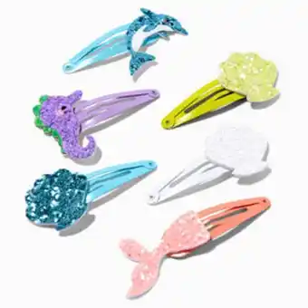 Claire's Claire's club sea shell glitter hair clips - 6 pack Angebot