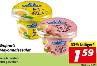 Nah&Frisch Wojnar's Mayonnaisesalat versch. Sorten 200 g-Becher Angebot