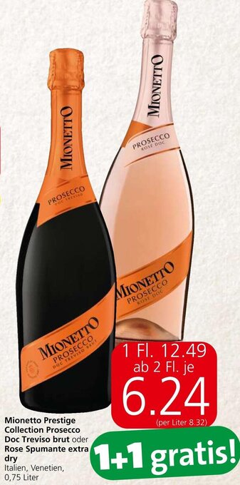 Spar Mionetto Prestige Collection Prosecco Doc Treviso brut oder Rose Spumante extra dry Italien, Venetien, 0,75 Liter Angebot