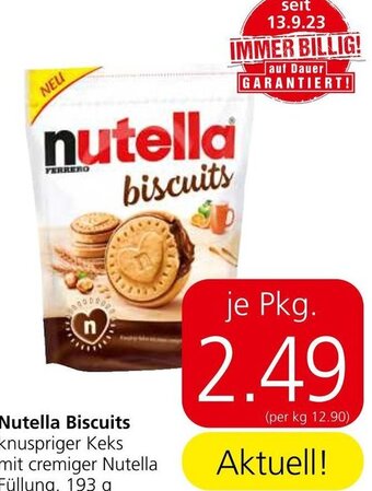 Spar Nutella Biscuits knuspriger Keks mit cremiger Nutella Füllung, 193 g Angebot
