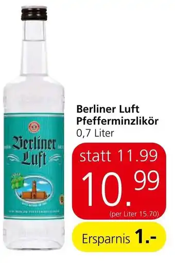 Spar Berliner Luft Pfefferminzlikör 0,7 Liter Angebot