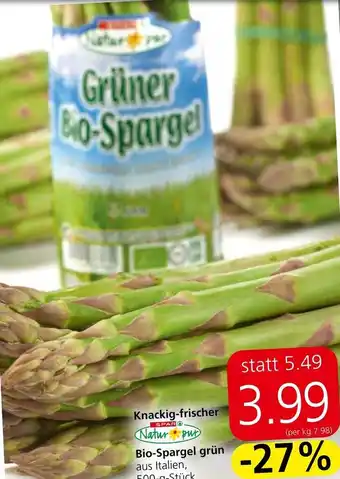 Spar Knackig-frischer Natur pur Bio-Spargel grün aus Italien, 500-g-Stück Angebot