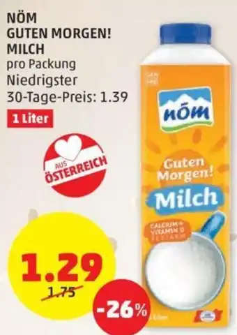 PENNY NÖM GUTEN MORGEN! MILCH 1 Liter Angebot