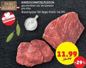 PENNY RINDSSCHNITZELFLEISCH geschnitten od. im Ganzen pro Kilo Angebot