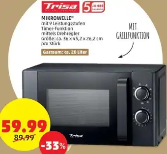 PENNY Trisa 5 MIKROWELLE* Größe: ca. 36 x 45,2 x 26,2 cm Garraum: ca. 20 Liter Angebot