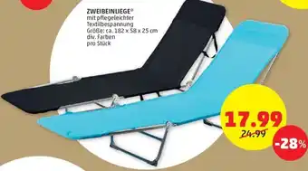 PENNY ZWEIBEINLIEGE* mit pflegeleichter Textilbespannung Größe: ca. 182 x 58 x 25 cm div. Farben pro Stück Angebot