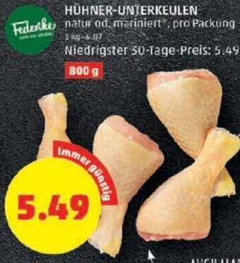 PENNY HÜHNER-UNTERKEULEN natur od. mariniert", pro Packung Angebot