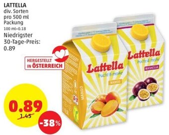 PENNY LATTELLA div. Sorten pro 500 ml Packung Angebot
