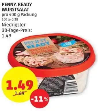PENNY PENNY. READY WURSTSALAT pro 400 g Packung Angebot