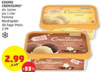 PENNY ESKIMO CREMISSIMO* div. Sorten pro 1 Liter Angebot