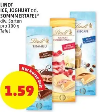 PENNY LINDT ICE, JOGHURT od. SOMMMERTAFEL* div. Sorten pro 100 g Tafel Angebot