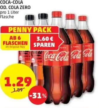 PENNY COCA-COLA OD. COLA ZERO pro 1 Liter Flasche Angebot