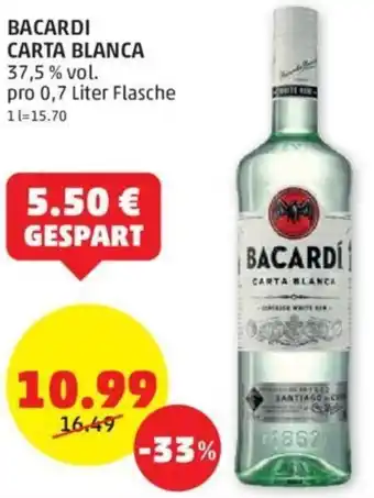 PENNY BACARDI CARTA BLANCA 37,5% vol. pro 0,7 Liter Flasche Angebot