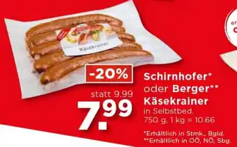 Unimarkt Schirnhofer Oder Berger Käsekrainer 750g Angebot