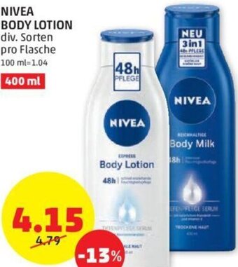 PENNY NIVEA BODY LOTION div. Sorten pro Flasche 400 ml Angebot