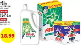 PENNY ARIEL PULVER od. FLÜSSIG div. Sorten 100 WG ALL-IN-1 PODS COLOR 76 WG Angebot